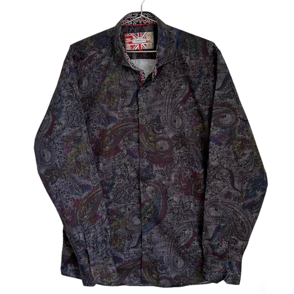 7 Downie St. Men's Large Color Contrast Premium Flip Cuff Button Down Shirt - Picture 6 of 13